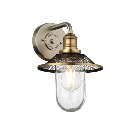 Elstead Lighting Applique murale salle de bains Hinkley Acier,verre grainé transparent Nickel antique, laiton héritage