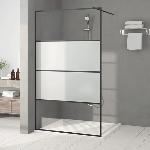 vidaXL Paroi de douche Noir 115x195 cm Verre ESG demi-dépoli