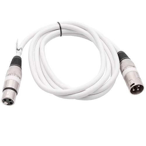 vhbw Câble lumière DMX, 2m, prise XLR mâle et femelle, 3 broches, câble PVC, blanc compatible avec éclairage scénique, projecteurs ...