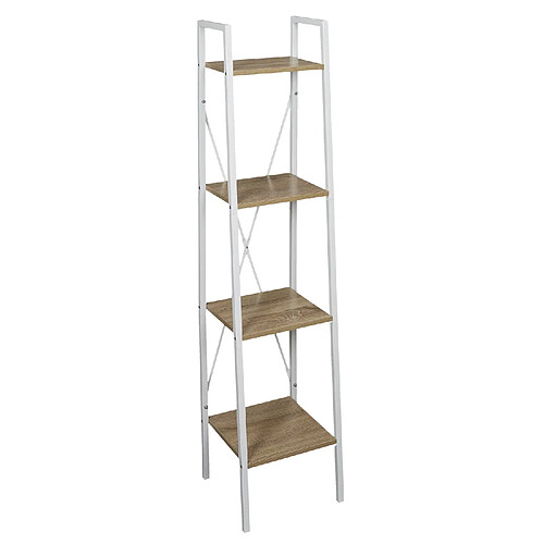 The Home Deco Factory Etagère à 4 planches en bois et métal - L. 34 x H. 148 cm. - Blanc