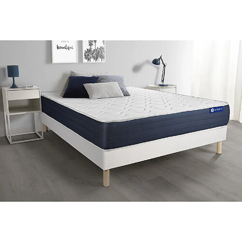 ACTISOM Ensemble matelas Latex et Mémoire de forme ACTILATEX SLEEP 140x190 5zones de confort + sommier KIT blanc