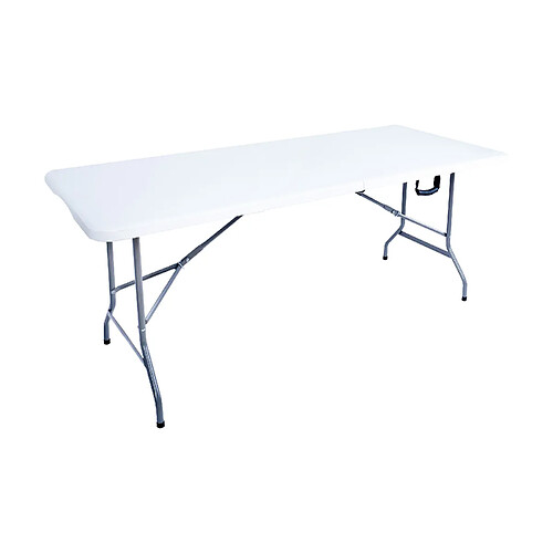 Mobili Rebecca Table Pliante Balcon De Camping En Acier Hdpe Blanc 74x180x74