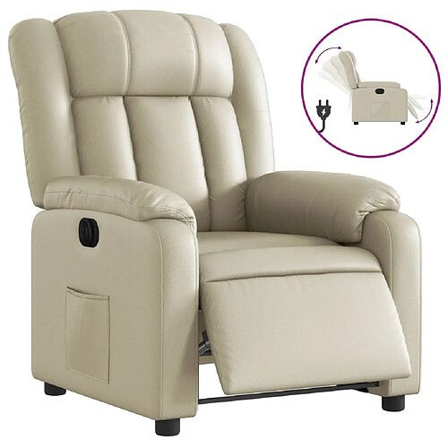 Maison Chic Fauteuil Relax pour salon, Fauteuil inclinable électrique Crème Similicuir -GKD82437