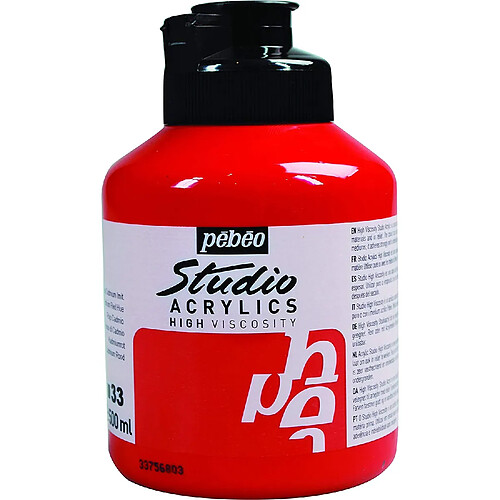 Pébéo Peinture Acryliques Pot de 500 ml Rouge Cadmium Imitation