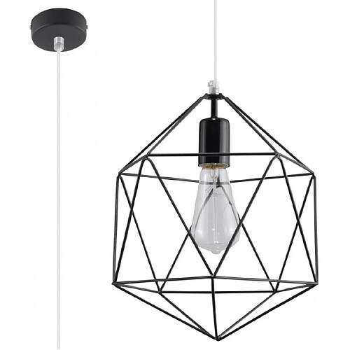 Luminaire Center Suspension GASPARE acier noir 1 ampoule