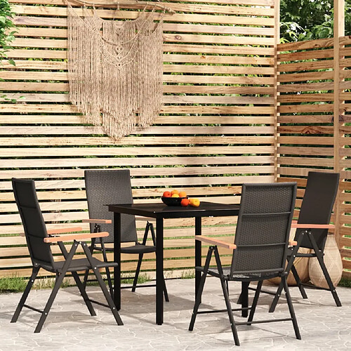 vidaXL Ensemble à manger de jardin 5 pcs Noir