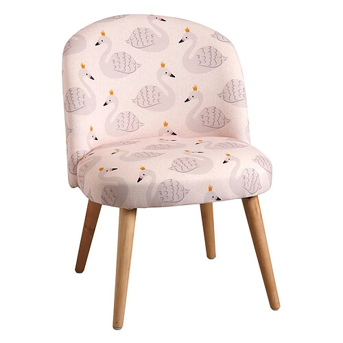 Aubry Gaspard Chaise enfant en coton et bois Cygne rose.