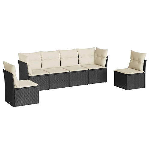 Maison Chic Salon de jardin 6 pcs avec coussins | Ensemble de Table et chaises | Mobilier d'Extérieur noir résine tressée -GKD27194