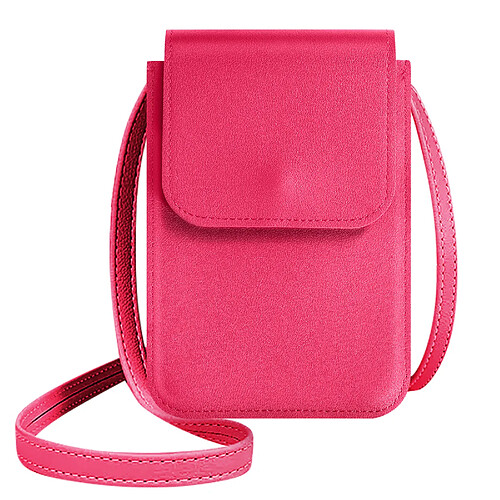 Avizar Pochette Bandoulière Smartphone avec Rangement carte Sangle 135cm rose