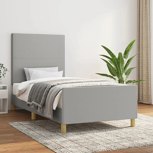 Maison Chic Lit adulte - Cadre Structure de lit avec tête de lit Contemporain Gris clair 90x190 cm Tissu -MN28706