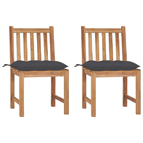 Maison Chic Lot de 2 Chaises de jardin avec coussins | Fauteuil chaises d'extérieur Bois de teck massif -GKD93363