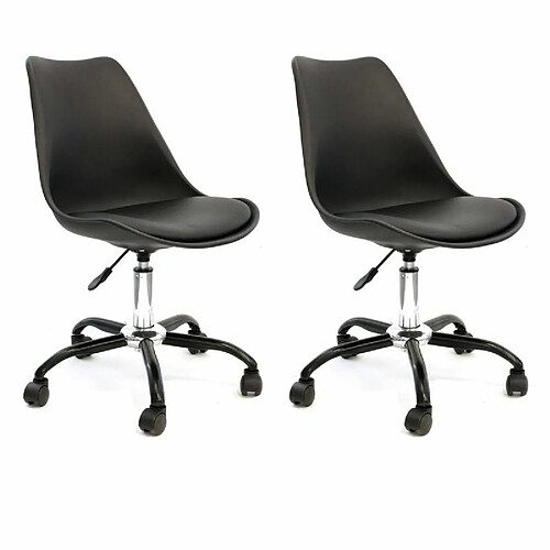 Paris Prix Lot de 2 Chaises à Roulettes Kiruna 92cm Noir