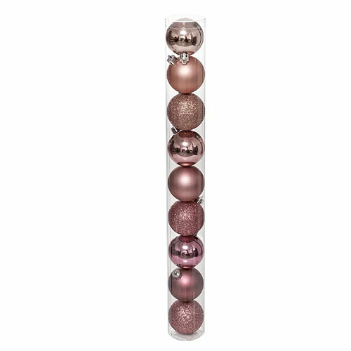 Lot de 9 Boules de Noël Colorama 6cm Rose