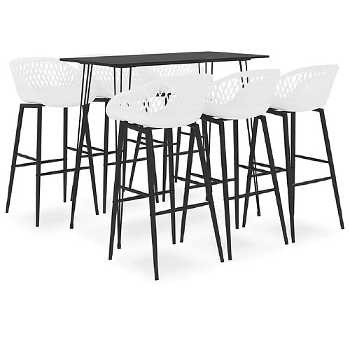 vidaXL Ensemble de bar 7 pcs Noir et blanc