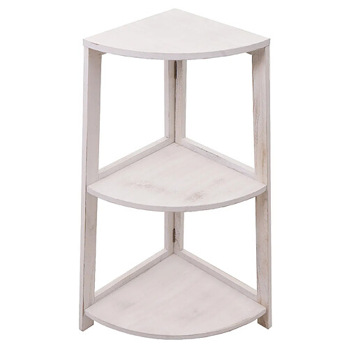 Decoshop26 Étagère d'angle 3 niveaux 80x37x37 cm MDF blanc vieilli 04_0008636