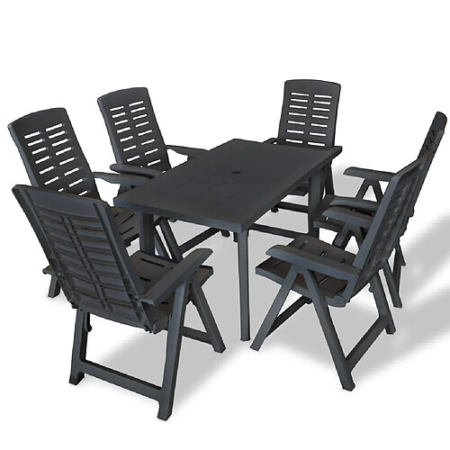 vidaXL Ensemble à manger d'extérieur 7 pcs Plastique Anthracite