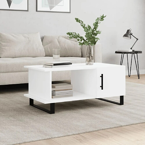 Maison Chic Table basse,Table Console Table d'appoint, Table pour salon blanc 90x50x40 cm bois d'ingénierie -MN48367