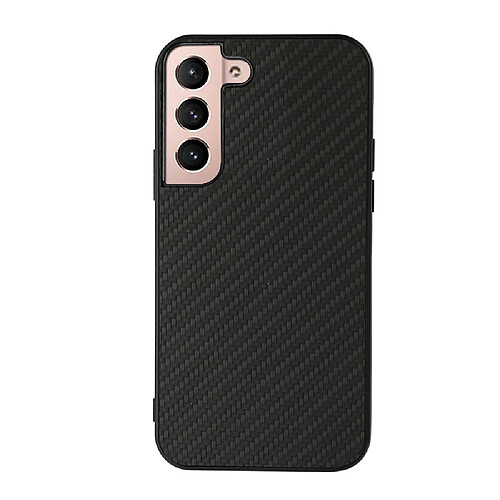 Coque en TPU + PU texture en fibre de carbone noir pour votre Samsung Galaxy S22