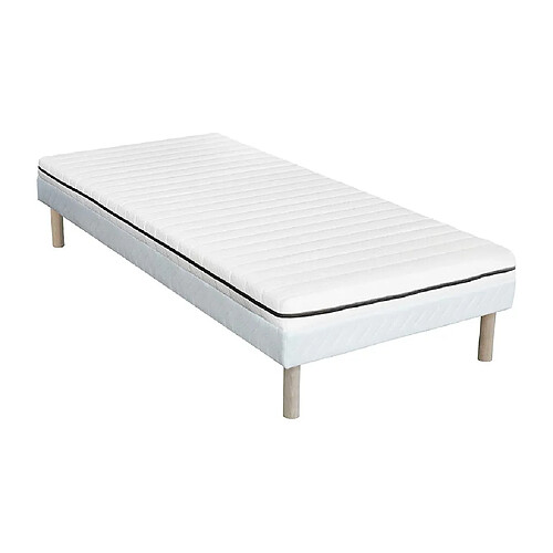 Vente-Unique Ensemble 90 x 190 cm sommier + matelas mousse déhoussable ép.10cm - NASUS de DREAMEA