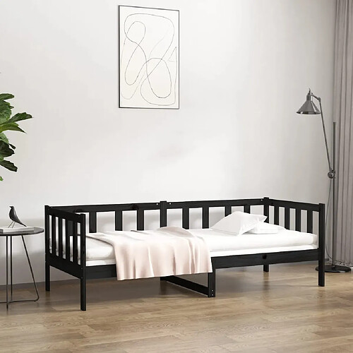 vidaXL Lit de jour sans matelas noir 80x200 cm bois de pin massif