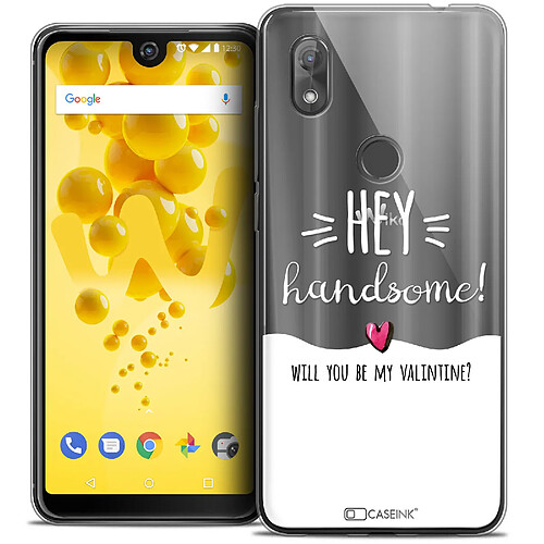 Caseink Coque Housse Etui Wiko View 2 (6.0 ) [Crystal Gel HD Collection Love Saint Valentin Design Hey Handsome ! - Souple - Ultra Fin - Imprimé en France]