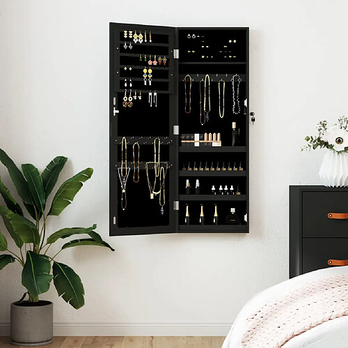 vidaXL Armoire à bijoux avec miroir murale noir 37,5x10x106 cm