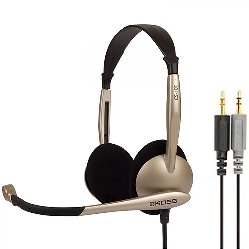 Casque d'Écoute Filaire avec Microphone Anti-bruit pour Bureau Vidéoconférence, , Beige, KOSS, CS100