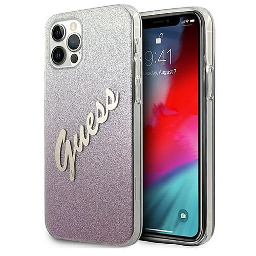 Guess Maroquinerie guess guhcp12lpcuglspi iphone 12 pro max 6,7" rózowy/rose coque dur glitter gradient script