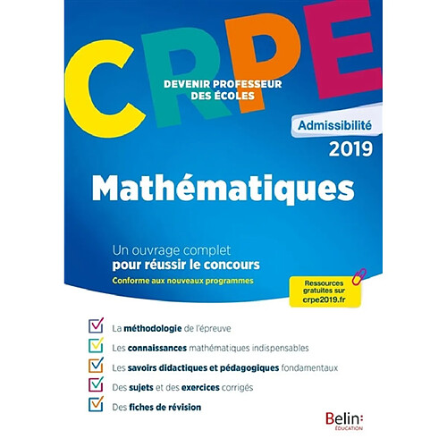 CRPE admissibilité 2018 : mathématiques · Occasion