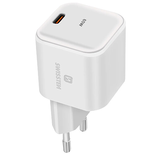 Swissten Chargeur Mural USB C GaN 65W Power Delivery pour MacBook iPad Blanc