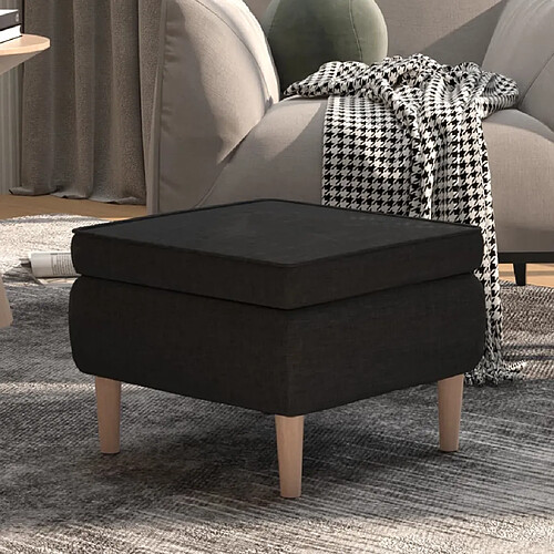 vidaXL Tabouret avec pieds en bois Noir Tissu