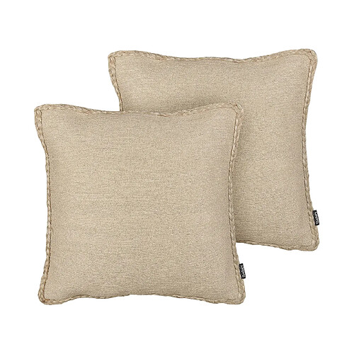 Beliani Lot de 2 coussins ELLIOTTIA Jute 45 x 45 cm Unicolore Beige