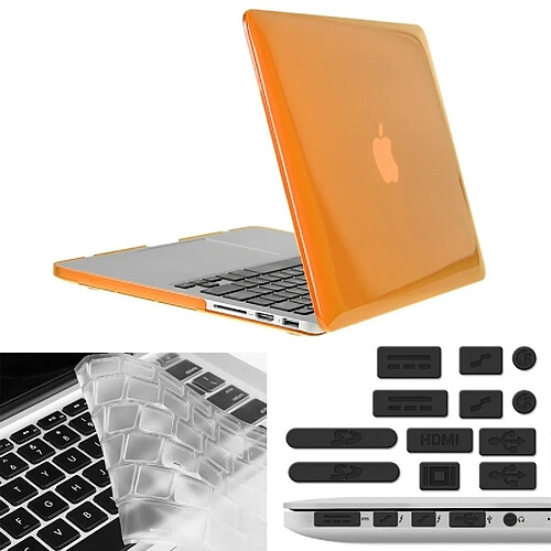 Wewoo Housse Étui Orange pour Macbook Pro Retina 13,3 pouces Chapeau-Prince 3 en 1 Crystal Hard Shell de protection en plastique avec Keyboard Guard & Port prise de poussière