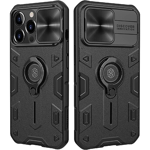 Coque compatible avec la coque iPhone 13 Pro Max, [béquille intégrée et protection de l'appareil photo] Coque rigide antichoc en silicone souple et pare-chocs hybride pour téléphone 13 Pro Max 6,7'' Noir