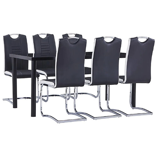 vidaXL Ensemble de salle à manger 7 pcs Similicuir Noir