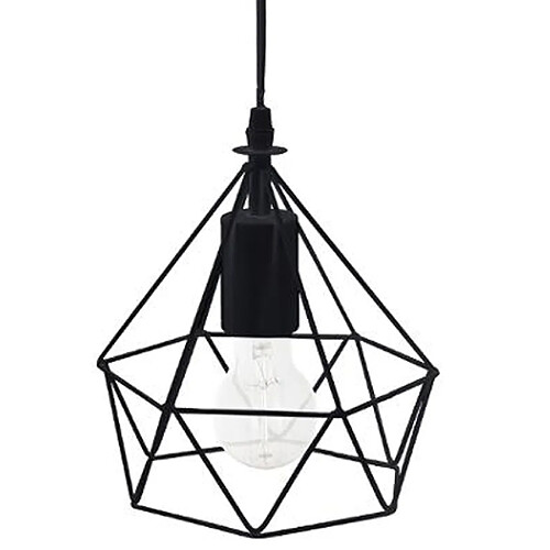 Suspension design en métal avec fil noir - Dim : D.19 x H.22 cm -PEGANE-