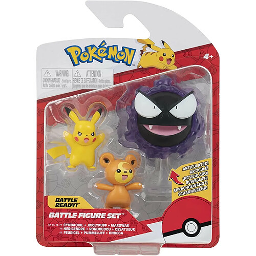 Pokemon coffret de 3 Figurines battle pikachu,teddiursa,fantominus