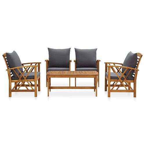 Maison Chic Salon de jardin 5 pcs + coussins - Mobilier/Meubles de jardin - Table et chaises d'extérieur Bois d'acacia solide -MN23990