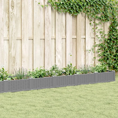 vidaXL Jardinière avec piquets gris clair 362,5x42,5x28,5 cm PP