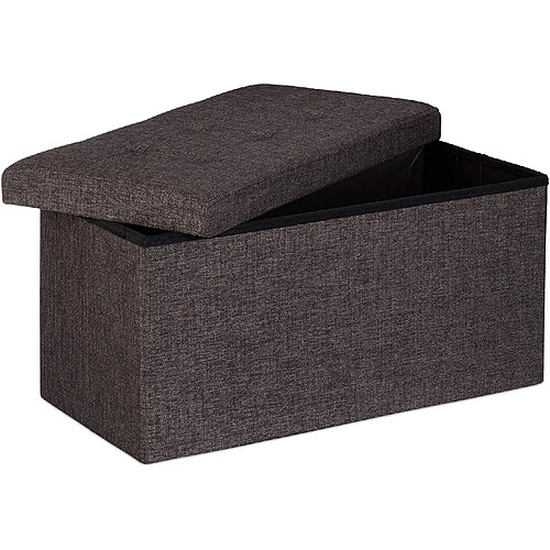 Helloshop26 Tabouret banquette pouf de rangement pliant coffre repose-pieds 76 cm lin marron 13_0002337_5