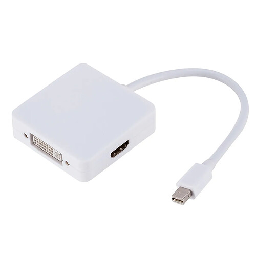 Wewoo 3 en 1 Mini DP mâle vers HDMI + adaptateur VGA + DVI carré femellelongueur de câble 18cm blanc