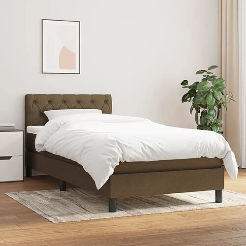 Maison Chic Lit Adulte - Lit simple Lit à sommier tapissier avec matelas moelleux - Meuble de Chambre - Marron foncé 80x200 cm -MN37705