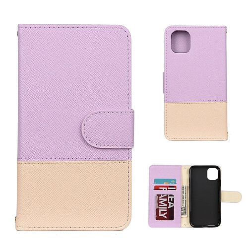 Wewoo Coque Étui en cuir à rabat de couleur épissure pour iPhone 11 Pro avec support cadre photo emplacements carte et portefeuille violet