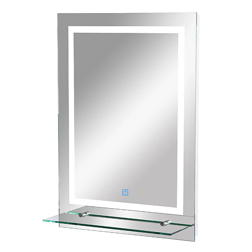 Homcom Miroir lumineux LED 38 W interrupteur tactile étagère intégrée 50L x 4l x 70H cm