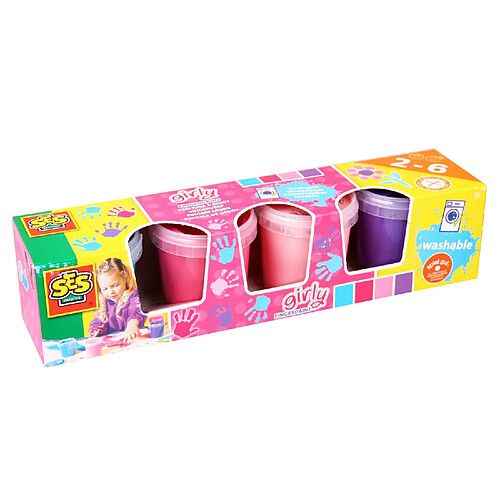 SES Creative Peinture à doigts 4 pots de 150 ml : Girly