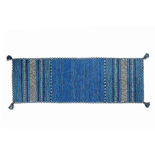 Alter Tapis moderne Kansas, style kilim, 100% coton, bleu, 200x60cm