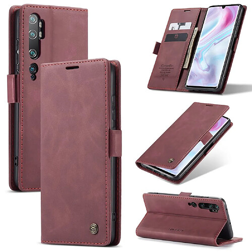 Caseme Etui en PU auto-absorbé rouge pour votre Xiaomi Mi CC9 Pro/Mi Note 10/Mi Note 10 Pro