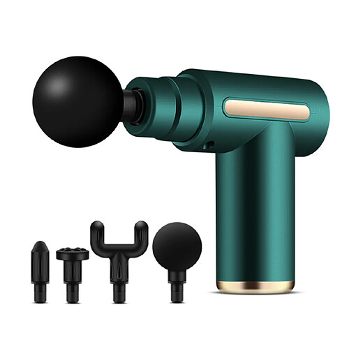 Mini Bouton USB Massage Pistolet Muscle Relaxation Matériel de massage Membrane Membrane avec 4 têtes de massage-Vert