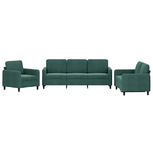 Maison Chic Ensemble de canapés 3 pcs, Canapé droit Sofa pour Salon vert foncé velours -GKD660402