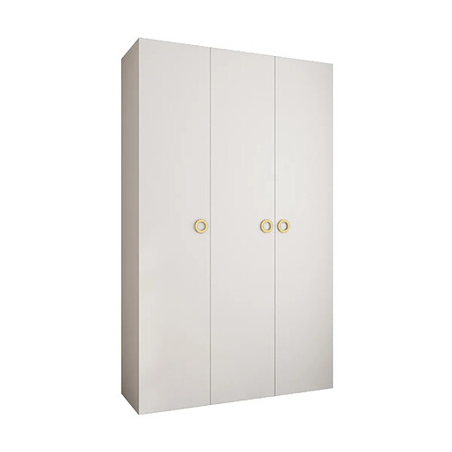 Abiks Meble Armoire à portes battantes Como 1 245,5/150/40 3 portes (blanc/doré)